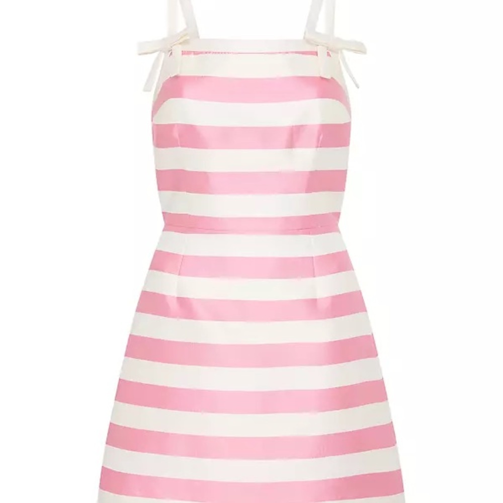 Rebecca Vallance “Jocelyn” Pink and White Striped Bow Dress